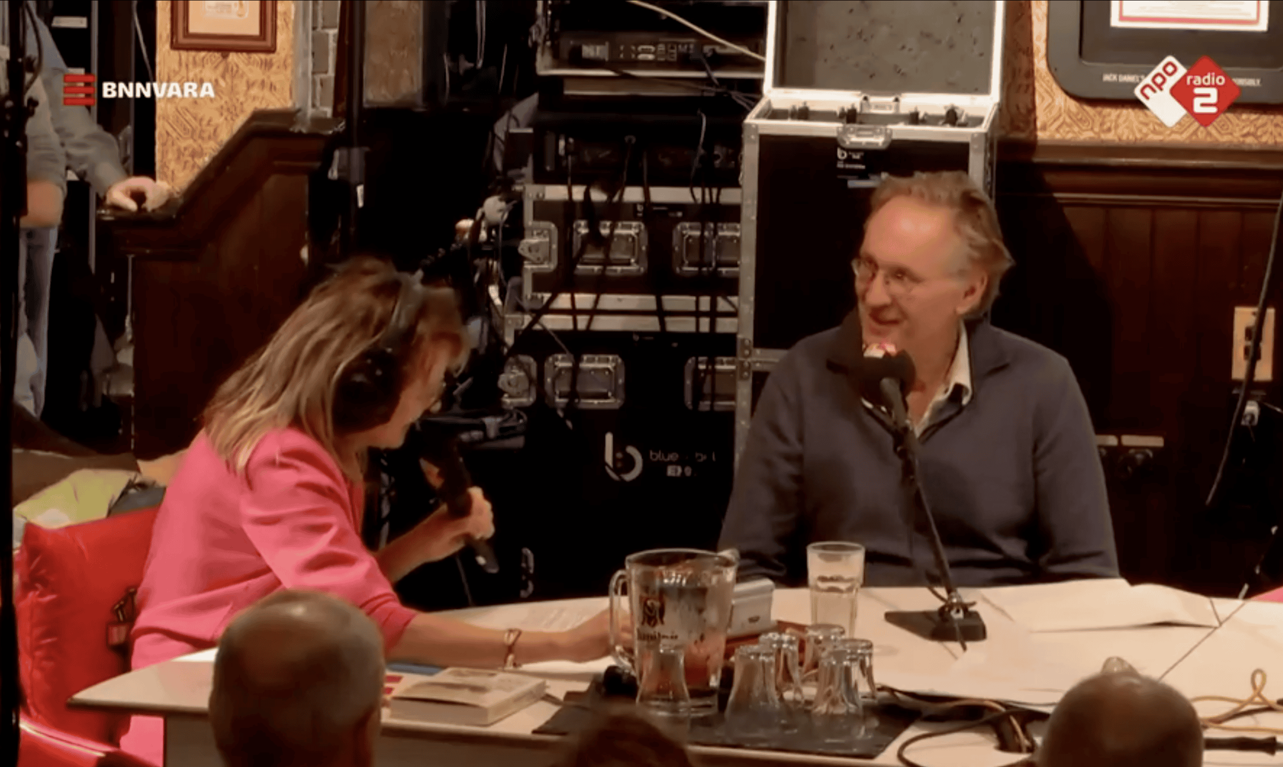 Protect Ukraine co-founder Jaap Scholten during a live radio interview at the BNNVARA.broadcasting studio.