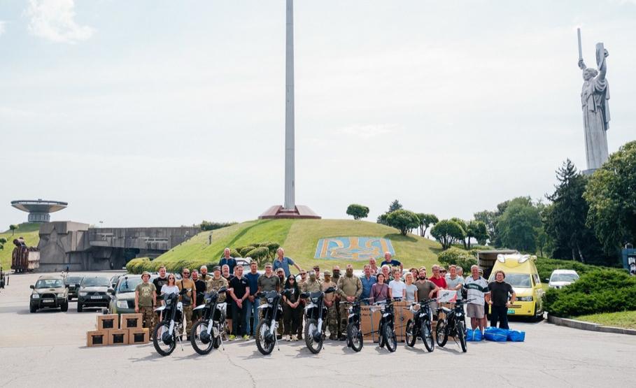 Motorcycles for frontline logistics and mobility in difficult terrain, provided by Protect Ukraine.