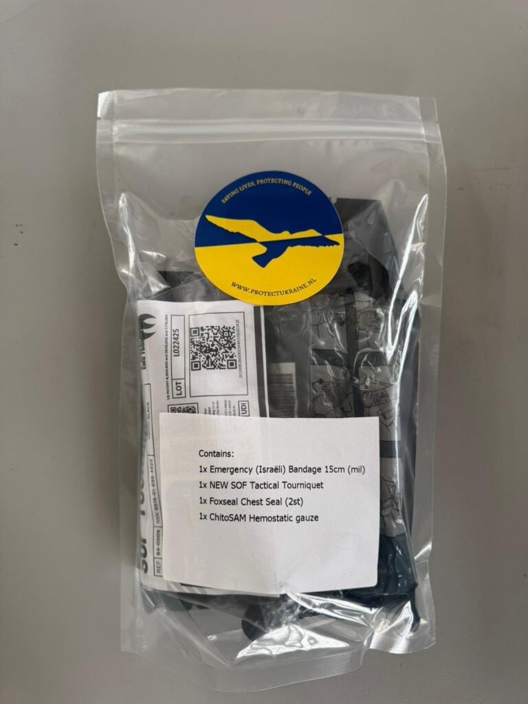 Trauma kit provided by Protect Ukraine for front-line service members.