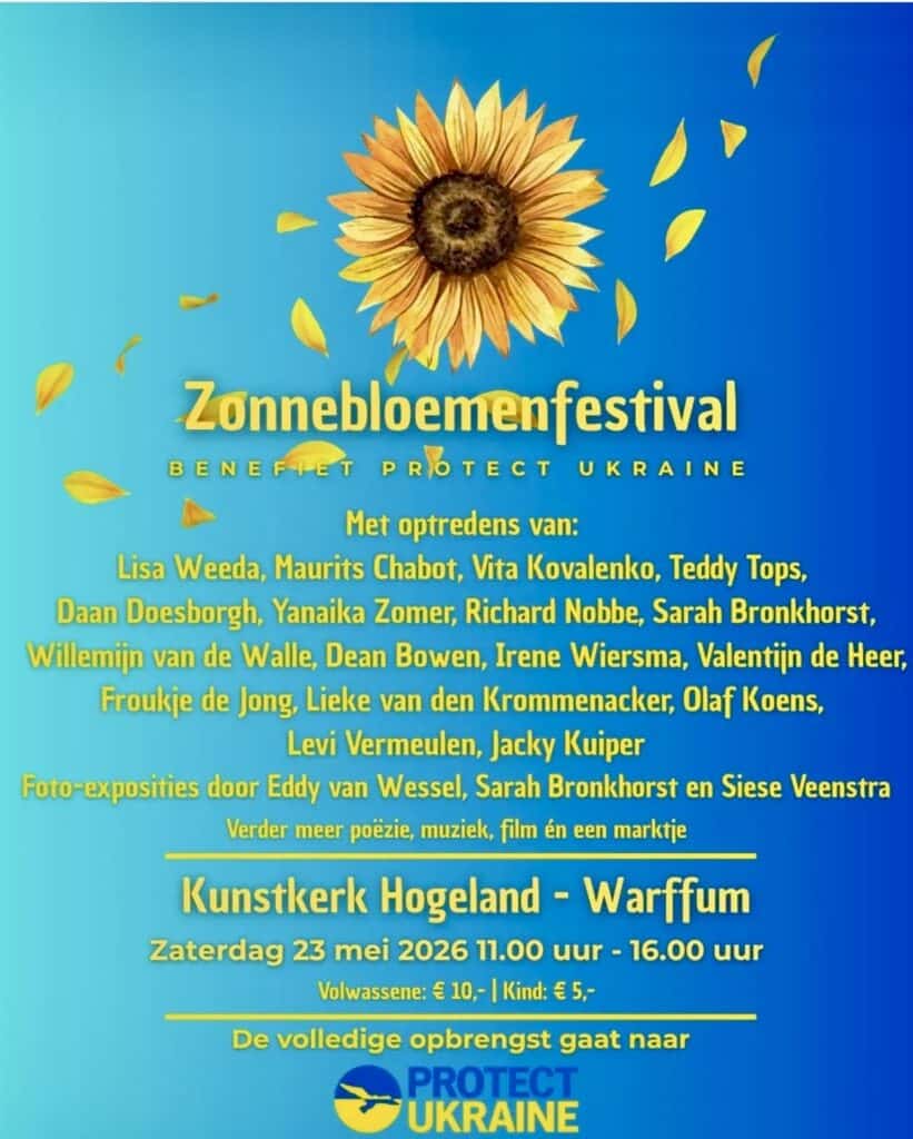 Sunflower Festival benefit for Protect Ukraine. 23 May 2026, Kunstkerk Hogeland in Warffum